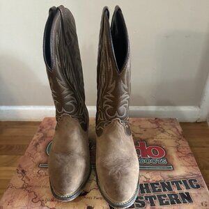 Authentic Western Cowboy Boots – Two-Tone Leather – Size 7 (Used)